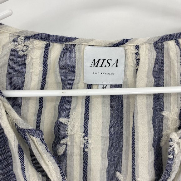 Misa Los Angeles Blue Striped Blouse Medium - Picture 3 of 8